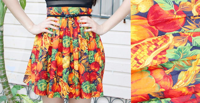 Pumpkin fruit print fall skirt