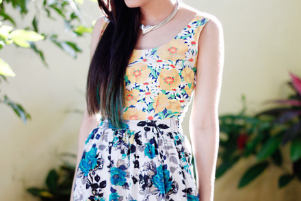 Floral print on print outfit