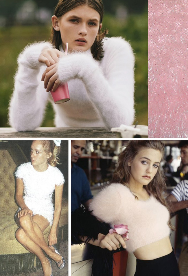 Fuzzy clothing outfit inspiration includes Chloe Sevigny and Alicia Silverstone